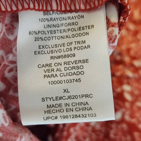 Copper Key Red and White Floral Setting Shorts XL NWT (4198) - Picture 6 of 8